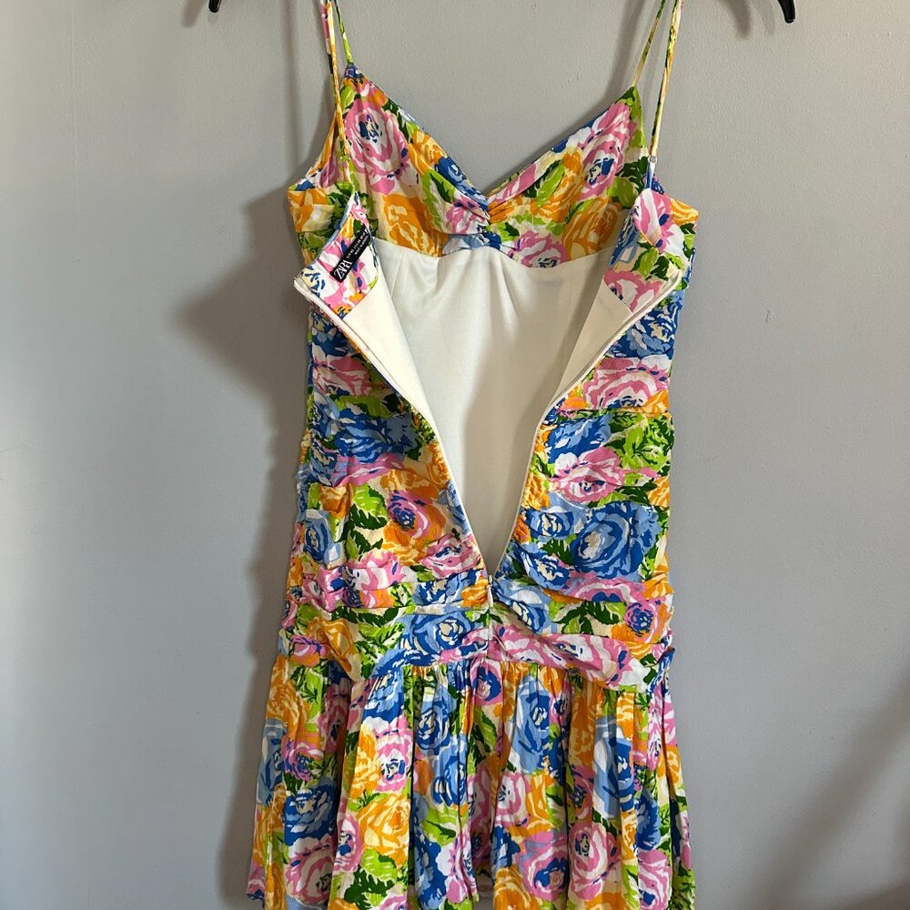 Zara Floral Mini Dress Size XS - Picture 3 of 10